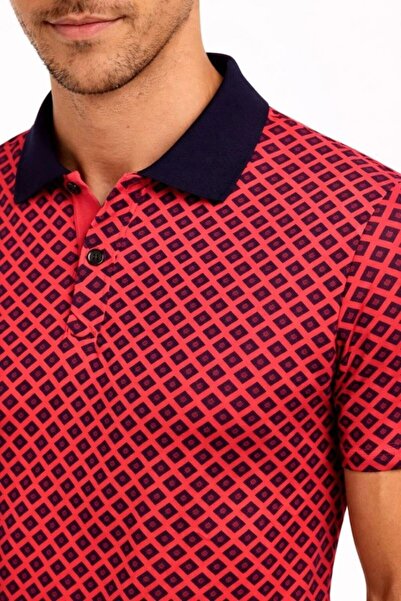 Generic Brand Men's Pique Fabric Polo Collar Patterned T-Shirt Short Sleeve S...