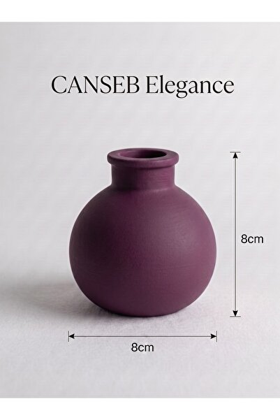 CANSEB Elegance Premium - Mürdüm Renk - Minik Tombul Vazo - 8x8cm - El Boyama...