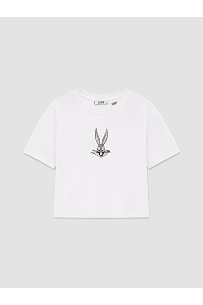 LC Waikiki تي شيرت نسائي مطبوع عليه White Stone Bugs Bunny