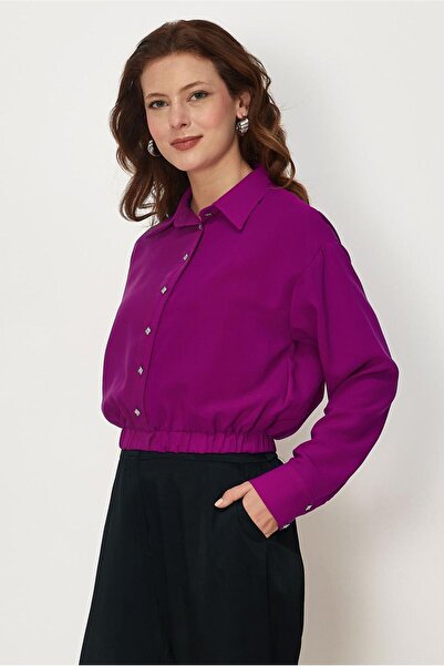Alvina Shirt Collar Crepe Bluz 46758