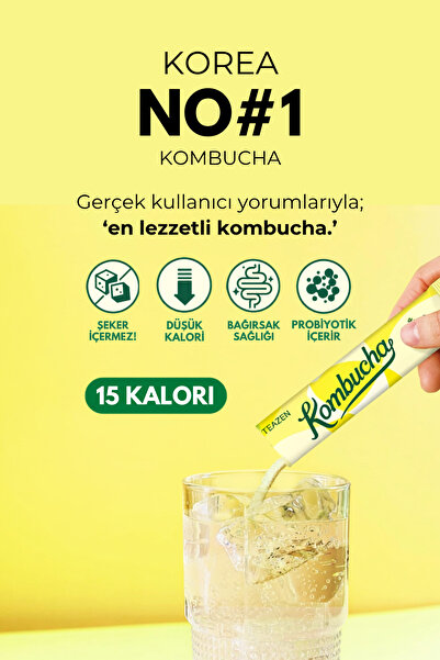 TEAZEN Probiyotik Ve Lif İçeren Bağırsak Sağlığı Destekli Şekersiz İçecek Kombucha Lemon