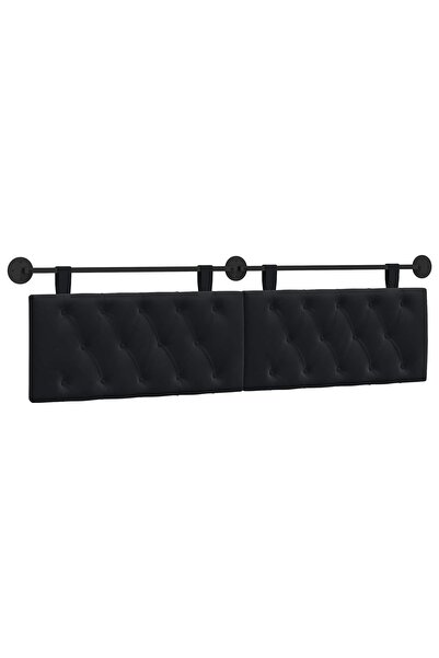 vidaxl Tăblie de pat suspendată Cu lumină LED Negru Catifea
