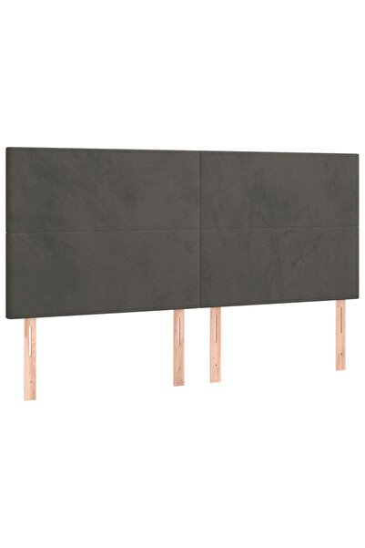 vidaxl Tăblie de pat gri închis 200x5x118/128 cm catifea