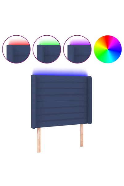 vidaxl Tăblie de pat cu LED, albastru, 103x16x118/128 cm, textil