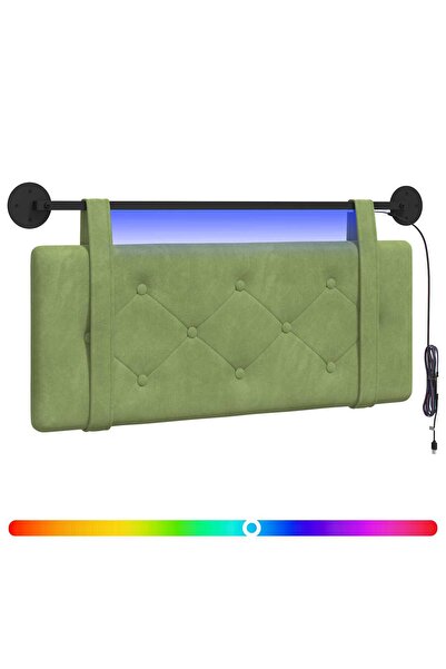 vidaxl Tăblie de pat suspendată Cu lumină LED Verde deschis Catifea