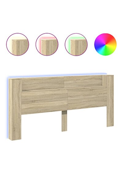 vidaxl Tăblie de pat cu dulap și LED, stejar sonoma, 220x16,5x103,5 cm