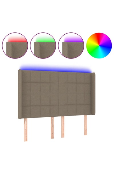vidaxl Tăblie de pat cu LED, gri taupe, 147x16x118/128 cm, textil