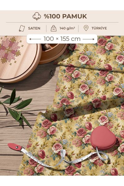 FabricsTown 100% Cotton Satin Fabric 100X155 cm Digital Printed for Sewing Pa...