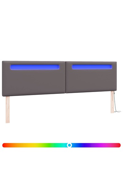 vidaxl Tăblie LED Gri 200 cm Piele artificială