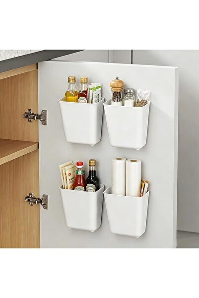 Arabest 4-Piece Kitchen Cabinet Door Storage Box,Self-Adhesive Wall Mounted O...