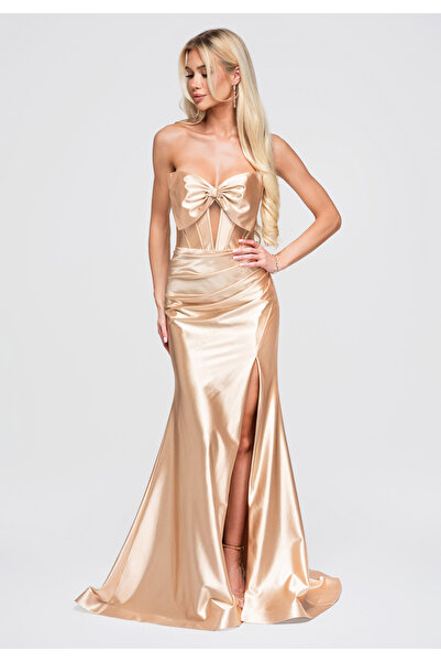 Larica Women's Evening Dress, Maxi Length with Strapless Design LA-OM-DLR393