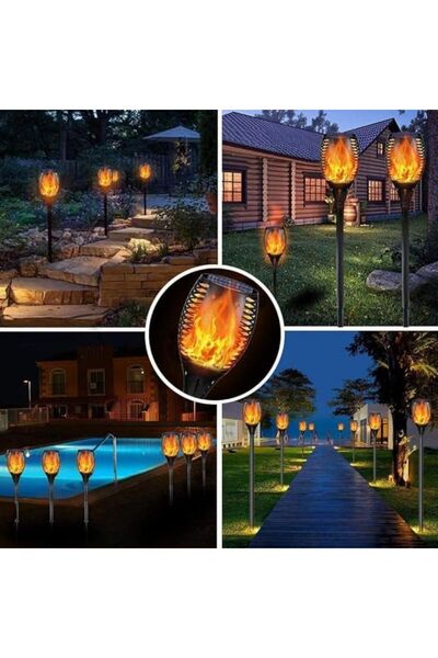 Yallabena Solar Garden Torch Light, 12 LED Lawn Stake – Automatic Light-Sensi...
