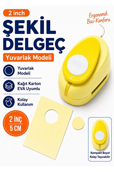 OFİSİNN Şekilli Mega Boy Delgeç/Şekilgeç 5 cm Yuvarlak Sarı