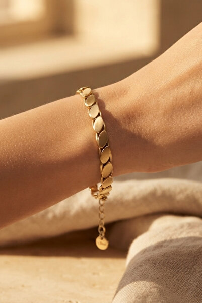 Rua Jewelry سوار ستيل جولد لوريل موديل اللوز 2 ملم |   مقاوم للسواد، نسائي، ض...