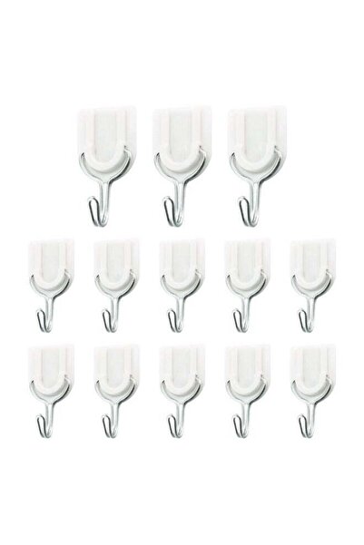 Duravel Self-Adhesive Wall Sticky Hooks, White Plastic with Metal, No-Drill H...