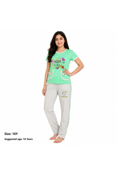 Generic Girls' Butterfly Printed T-Shirt and Trousers Set
