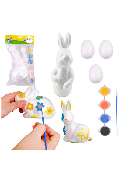 LEAN Set de pictură pentru decorațiuni de Paște, Iepure 15 cm, Ouă 5 cm, 4 Cu...
