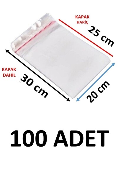 MTKardeşler 100 قطعة 20x25+5 سم أكياس جيلاتينية لاصقة شفافة