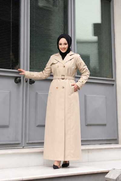 KMKkombin Double-Breasted Collar Belted Long Youth Sports Trench Coat