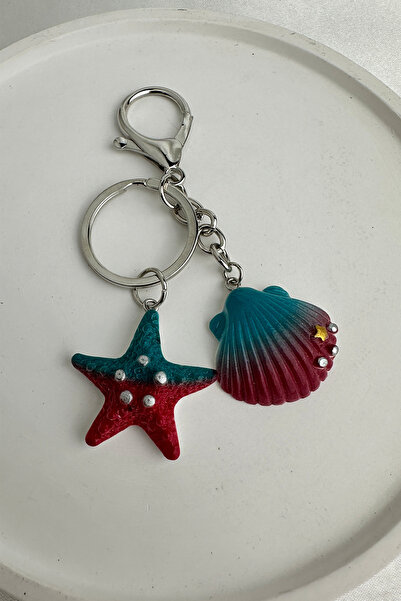 Modex Bag Ornament Keychain with Sea Shell and Starfish Figures