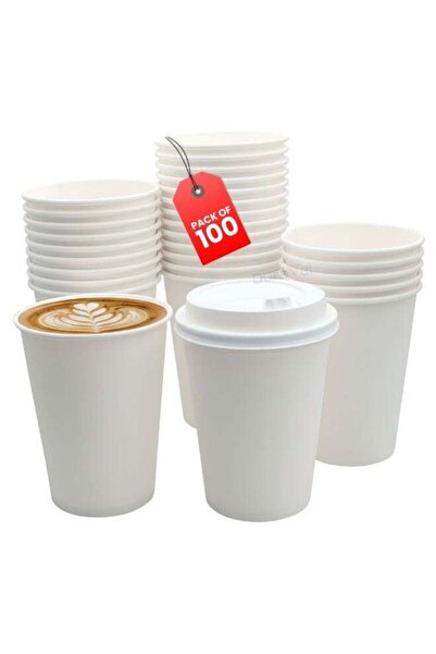 Duravel 100Pcs 12Oz Disposable Cups with Lid for Cold & Hot Drinks - Ideal Co...