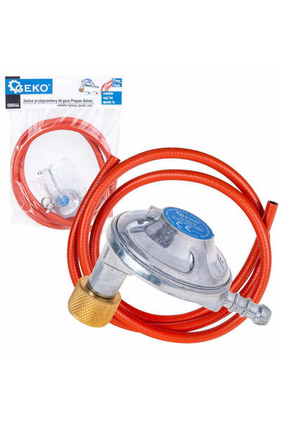 GEKO Set de conectare gaz propan-butan – Regulator unghiular, Cleme și furtun...