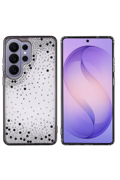 Giz Story Galaxy S26 Ultra Case Camera Raised Silvery Drop Stone Silicone Gzst