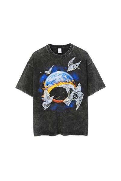 bellanova Unisex πολύχρωμο μπλουζάκι με στάμπα Oversize Streetwear Άνετη εφαρ...