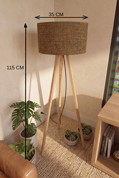 Genel Markalar 3 Ayaklı Tripod Lambader Kah Kumaş Başlık