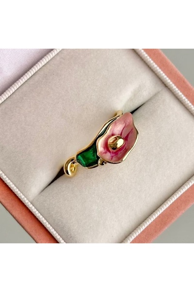 SWANOVAJEWELRY Zambak Çiçeği Tasarım Yüzük Ayarlanabilir Kadın