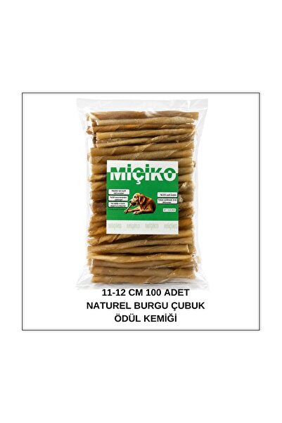 Miçiko 100 Lü Naturel Burgu Ödül Çubuğu ve Çiğneme Kemiği 11-12Cm