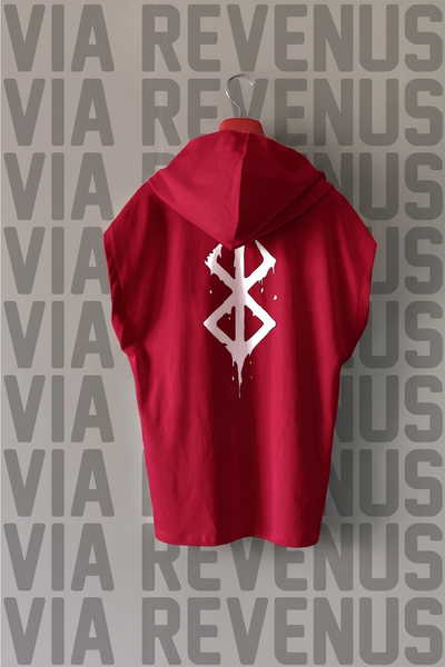 Vordevia Berserk Front and Back Printed Zero Sleeve Hooded 100% Cotton Sports...