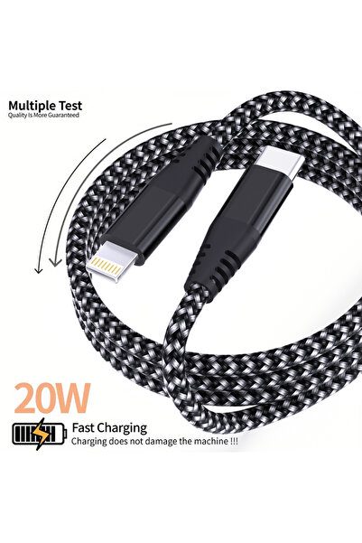 Choice1 3M 1PC Black Durable USB C to Lightning MFi Certified Fast Charging C...