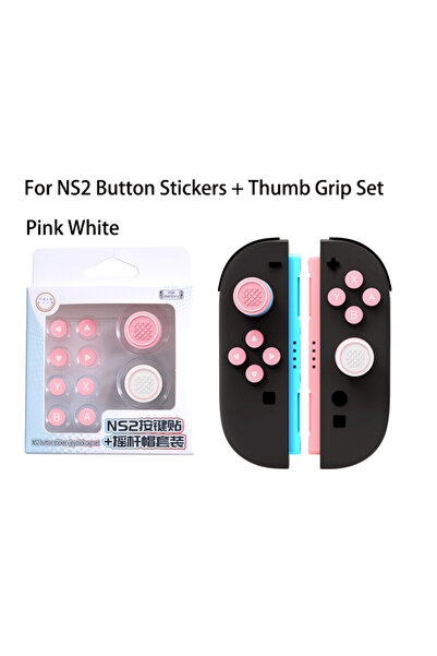 Choice6 Pink White Cute Circle D-Pad AKSW-329 Silicone Thumb Grips Set for Sw...