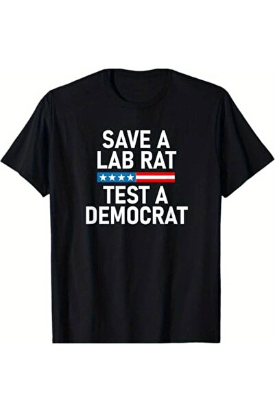 Astogria13 تي شيرت مضحك مضاد للحزب الديمقراطي بطبعة 'Save Lab Rat Test' بأكما...