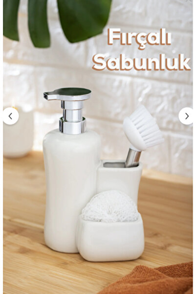 konak alışveriş 22901-Sivi Soap Dispenser with Brush White