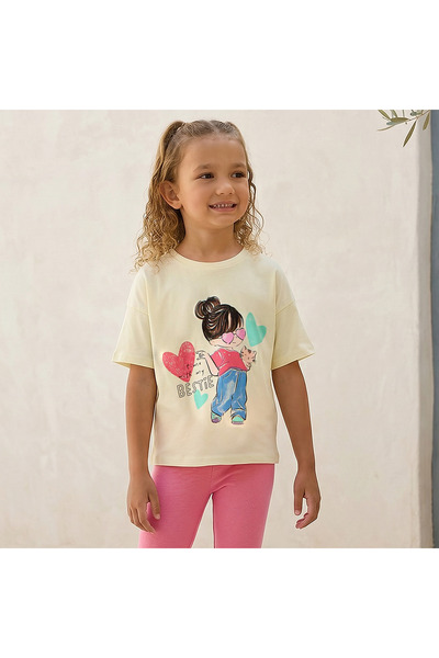 Juniors Crew Neck Short Sleeves T-shirt with Bow Print