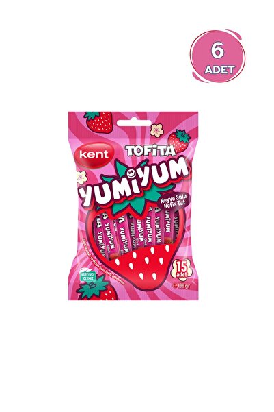 Tofita Kent Yumiyum Çilek Aromalı Şeker 100 g - 6 Poşet