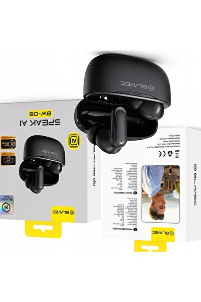 Blavec Căști traducătoare negre TWS BW-08 cu traducere AI pentru Realme 14T 5G