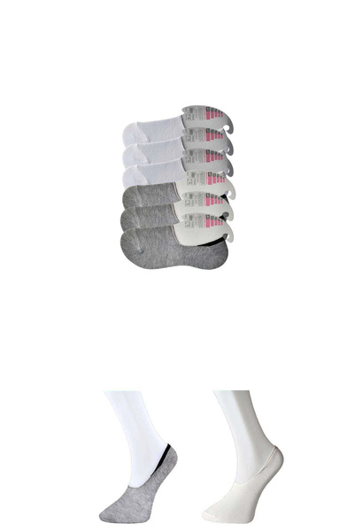 mtm My The Mall Clothing Gray and White Women's Ballerina Socks 6 Pairs