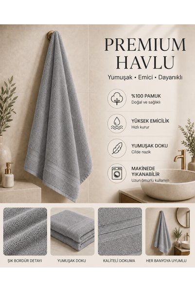 Nurpak %100 Pamuk Yüz Havlusu 50x90 cm – Yumuşak ve Yüksek Emiciliğe Sahip Gü...