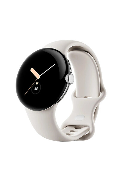 Google Ρολόι Pixel Watch WiFi 41mm με Γυαλισμένη Ασημί Κάσα και Αθλητικό Λουρ...