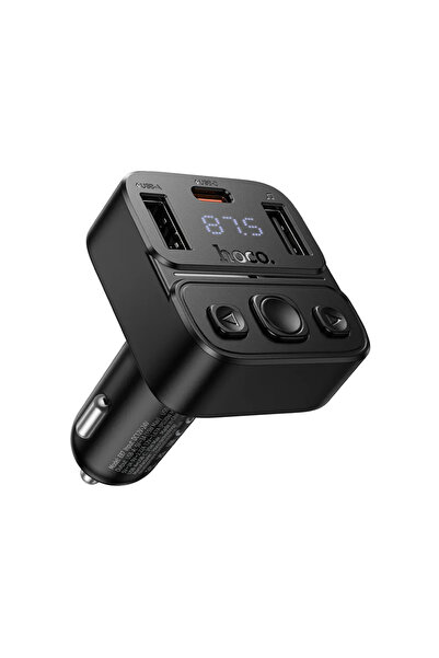 Hoco E87 Πομπός FM, Bluetooth, QC, PD, 35W, USB-A+USB-C, μαύρο
