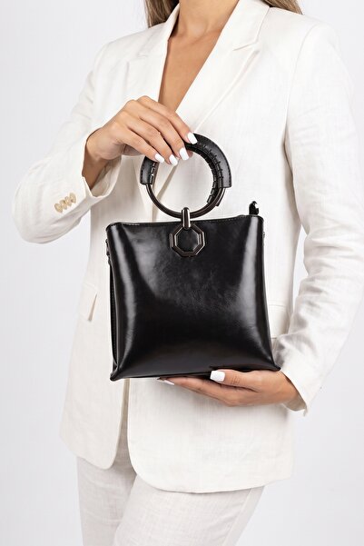 LuviShoes 973 Black Leather Women's Shoulder Bag
