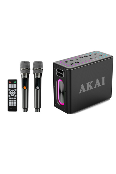 AKAI Portable Speaker with 2 Wireless Microphones-IPX6-80W