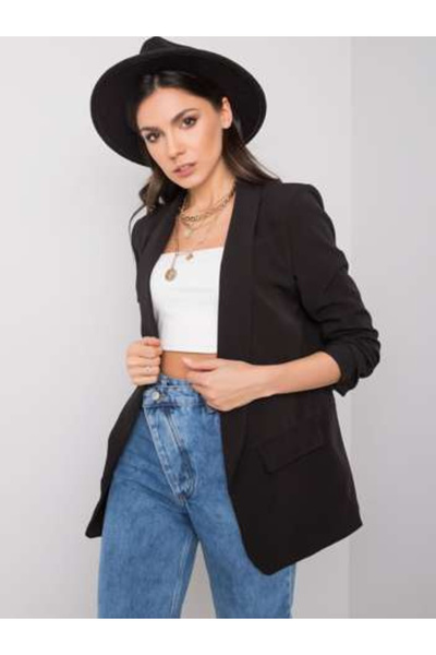 Och Bella Sacou Dama Maneca 3/4, Maneca 3/4, Och Bella, Negru Eleganta Office