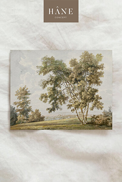 Hane Concept Vintage Rural Scenery with Trees Poster, Soft-Toned Pastoral Nat...