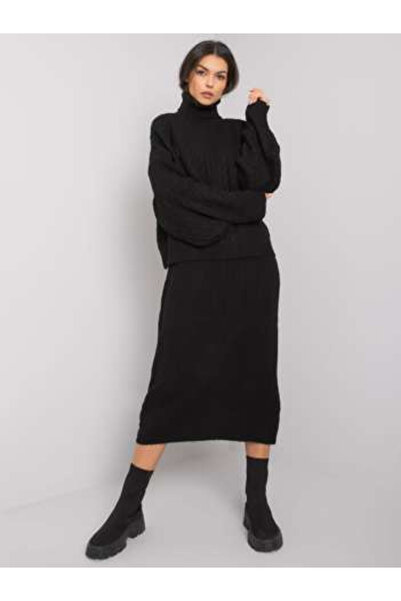 rue parıs Compleu Dama Midi, Decolteu in V, RUE PARIS, Negru Model LC-KM0066.26X