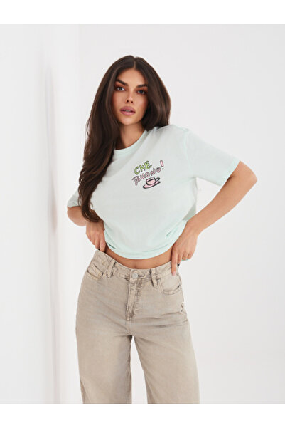 Sublevel Women 't-shirt shirt, Sublevel, Cotton, Short Sleeve, Mint, model D1...