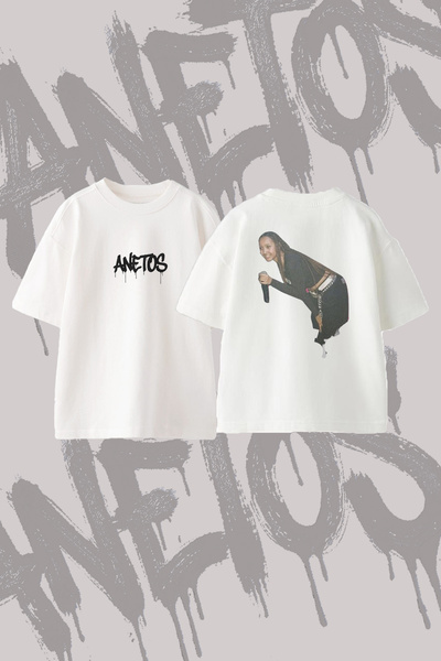 Anetos Μπλουζάκι Aaliyah Design με στάμπα στην πλάτη, βαμβακερό, λευκό, overs...